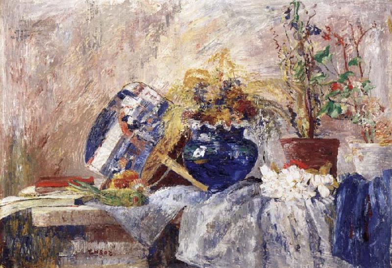 James Ensor Still life with Blue Vase and Fan France oil painting art